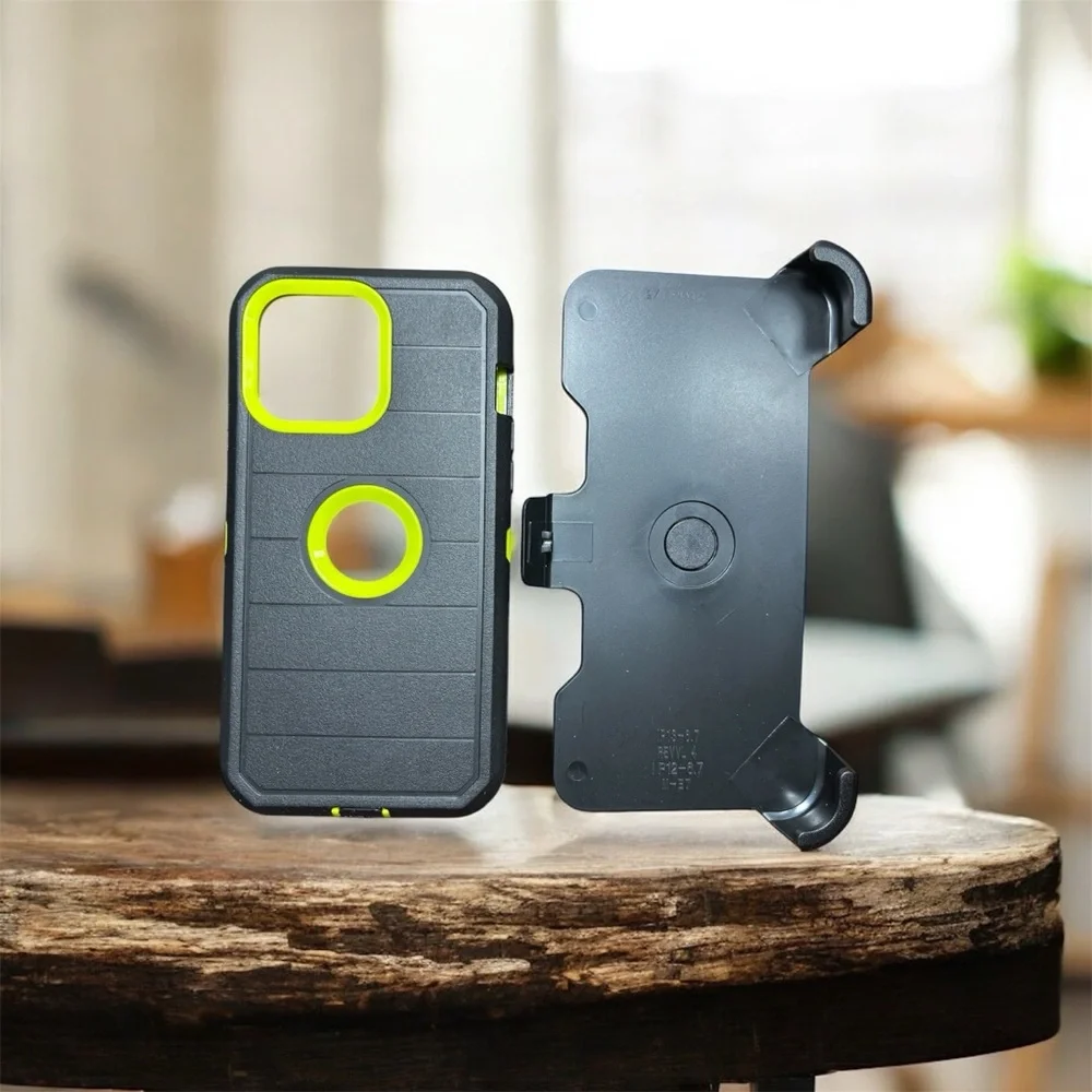 Black and Green 14 Pro max Protective Phone Case